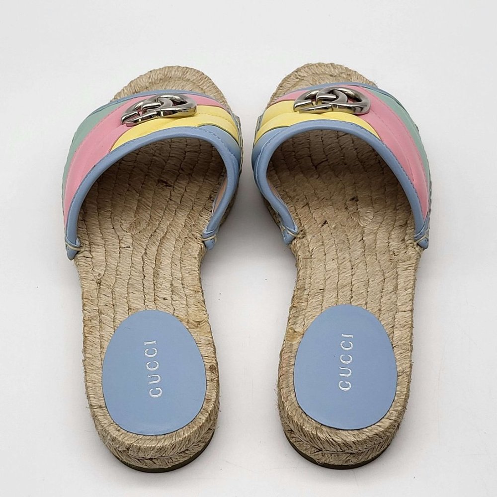 100% Authentic Gucci GG Marmont Multicolor Sandal Espadrilles - Picture 6 of 10
